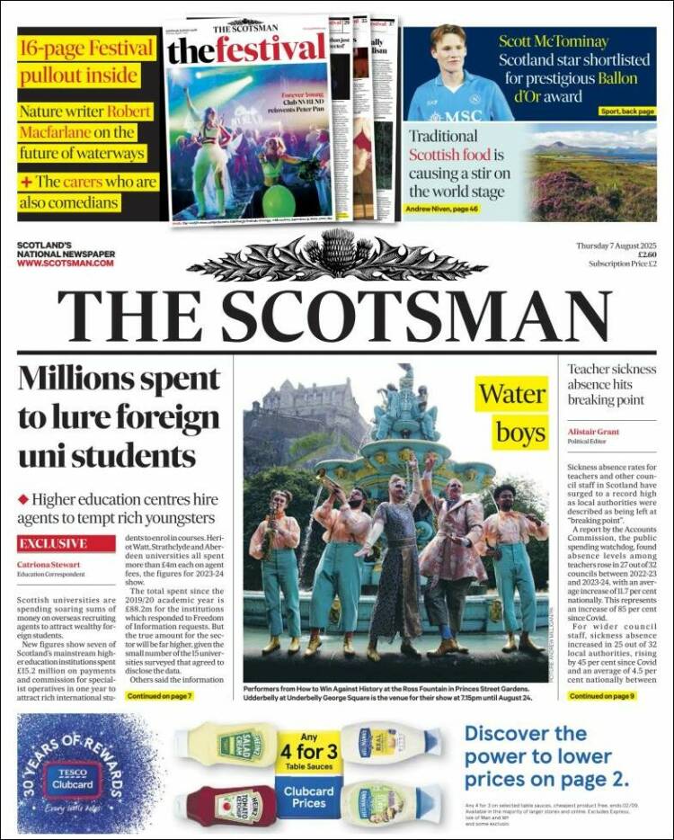 Portada de The Scotsman (Royaume-Uni)