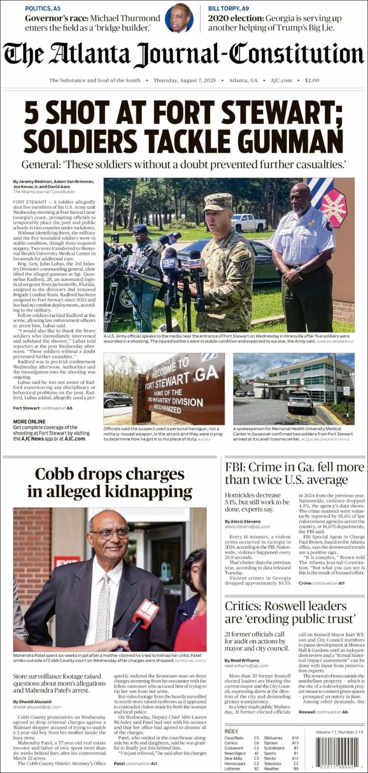 Portada de The Atlanta Journal-Constitution (USA)