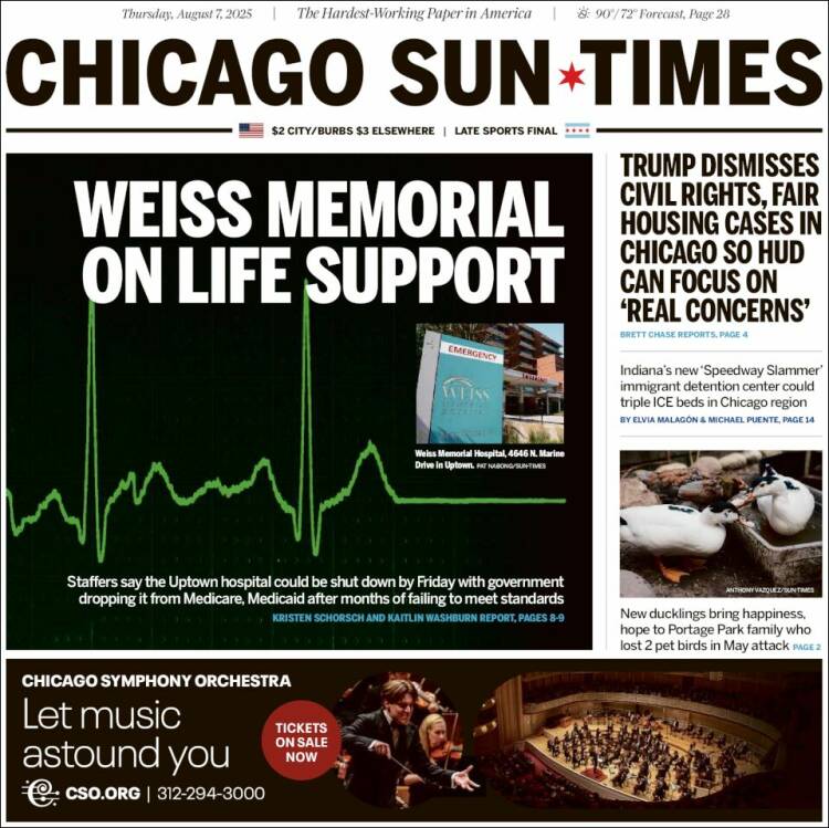 Portada de Chicago Sun-Times (USA)