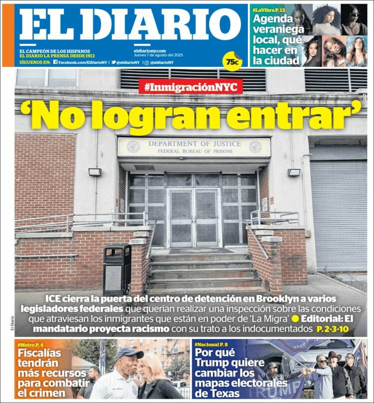 Portada de El Diario NY (USA)