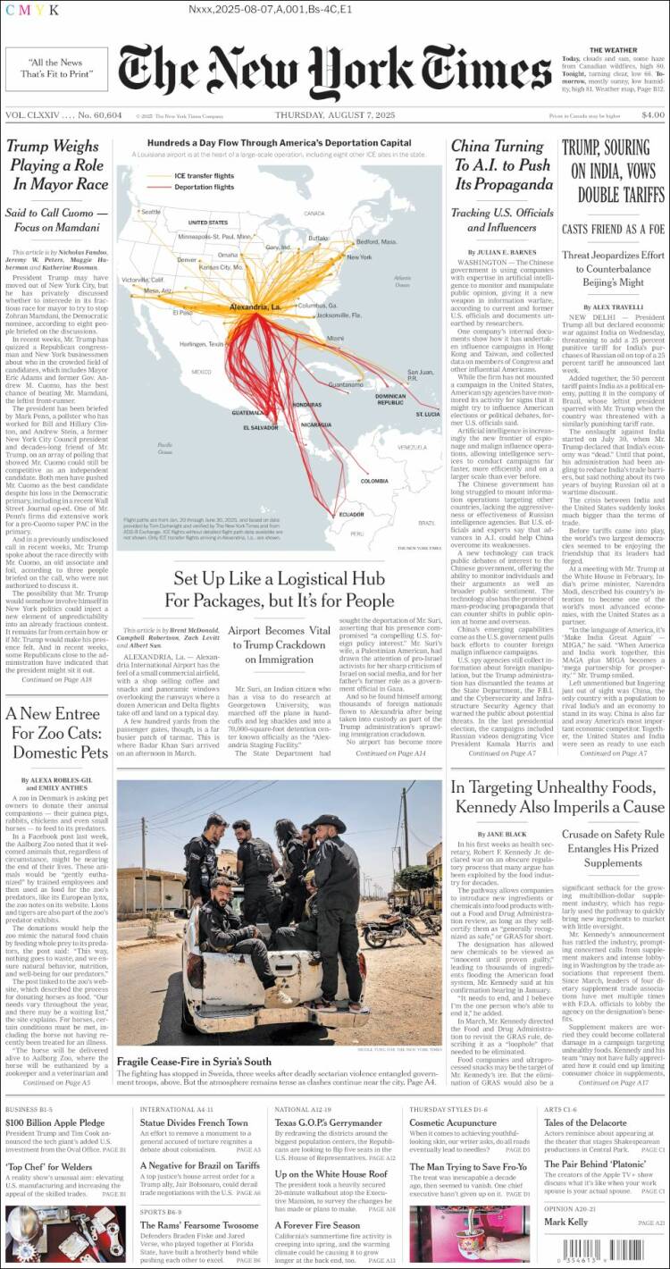 Portada de New York Times (USA)