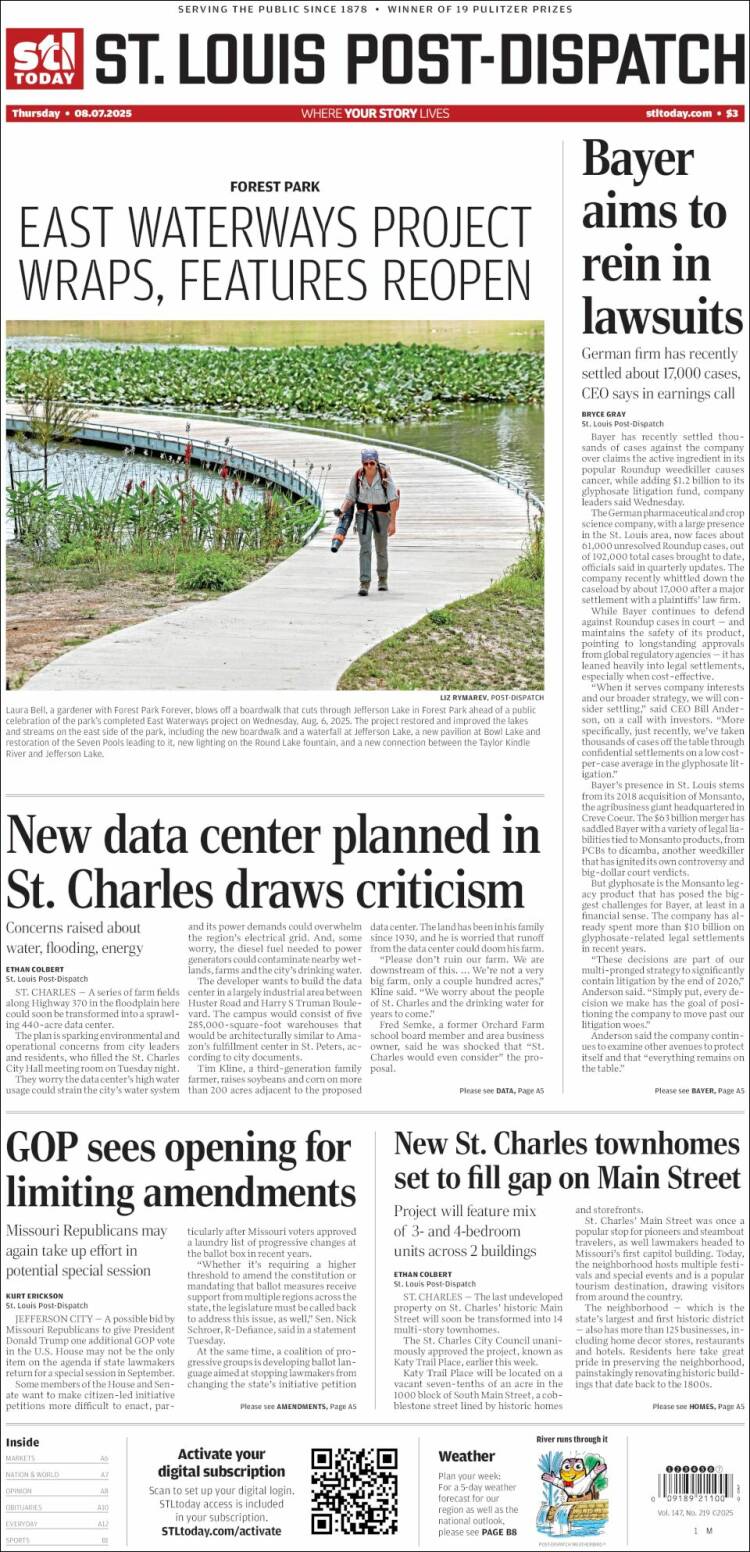 Portada de St. Louis Post-Dispatch (USA)