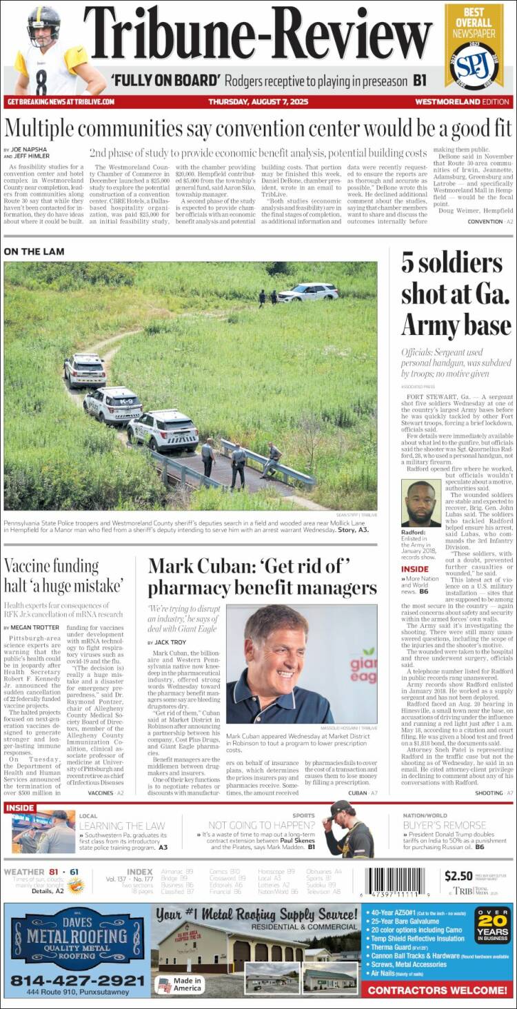 Portada de Tribune-Review (États-Unis)