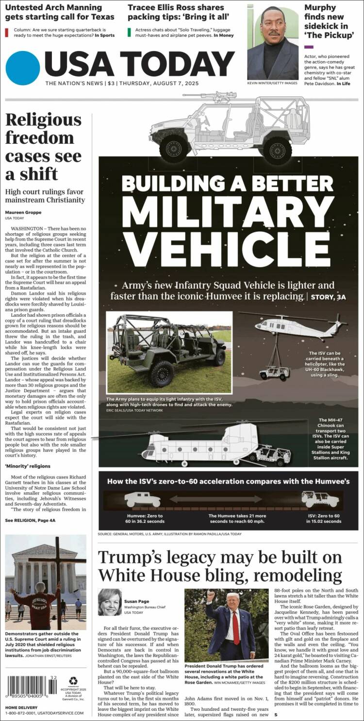 Portada de USA Today (États-Unis)