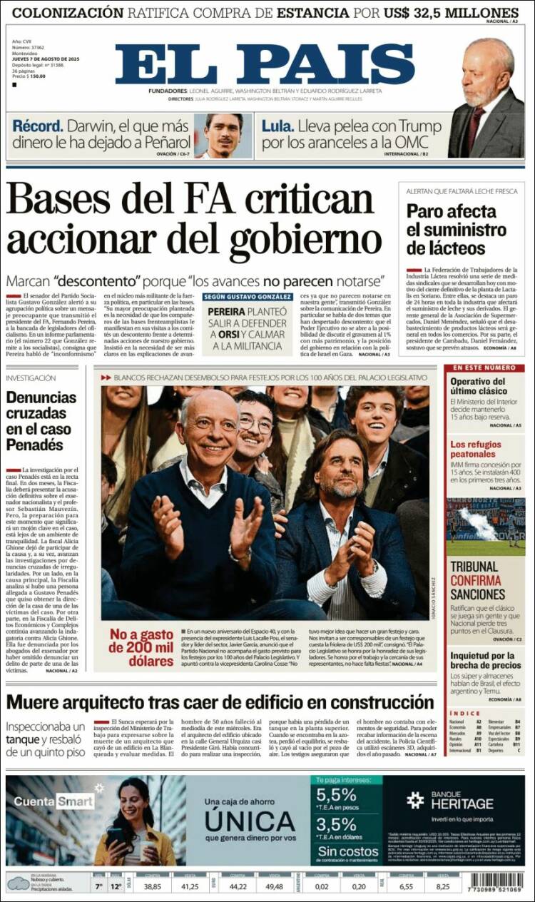 Portada de El País (Uruguay)