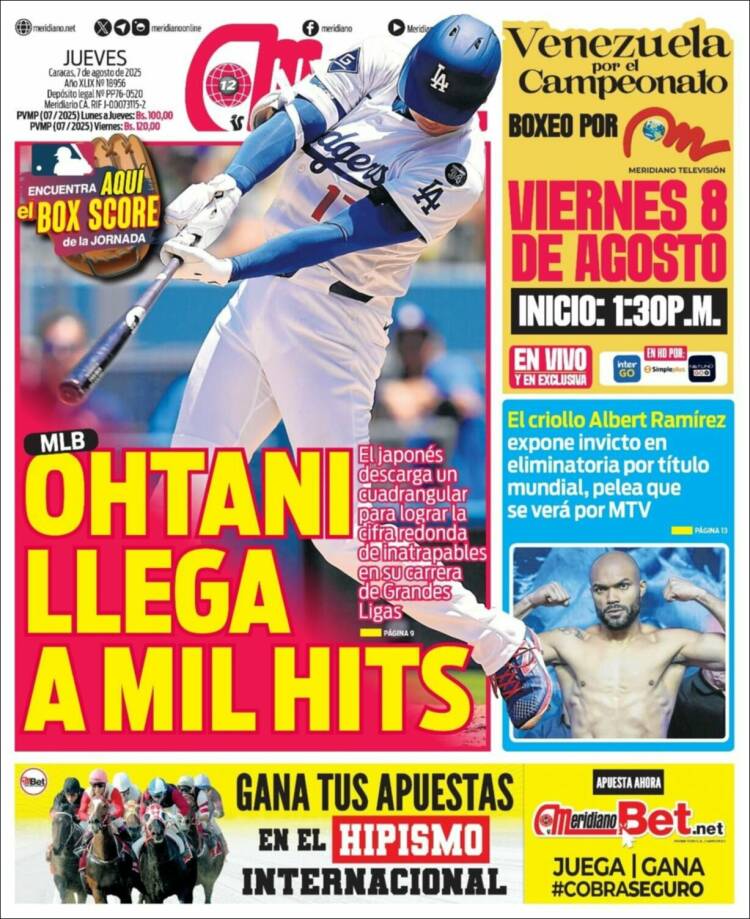 Portada de Meridiano (Venezuela)