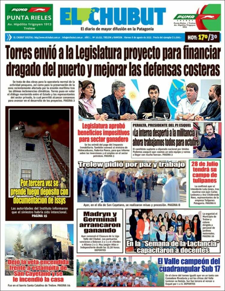 Portada de El Chubut (Argentina)