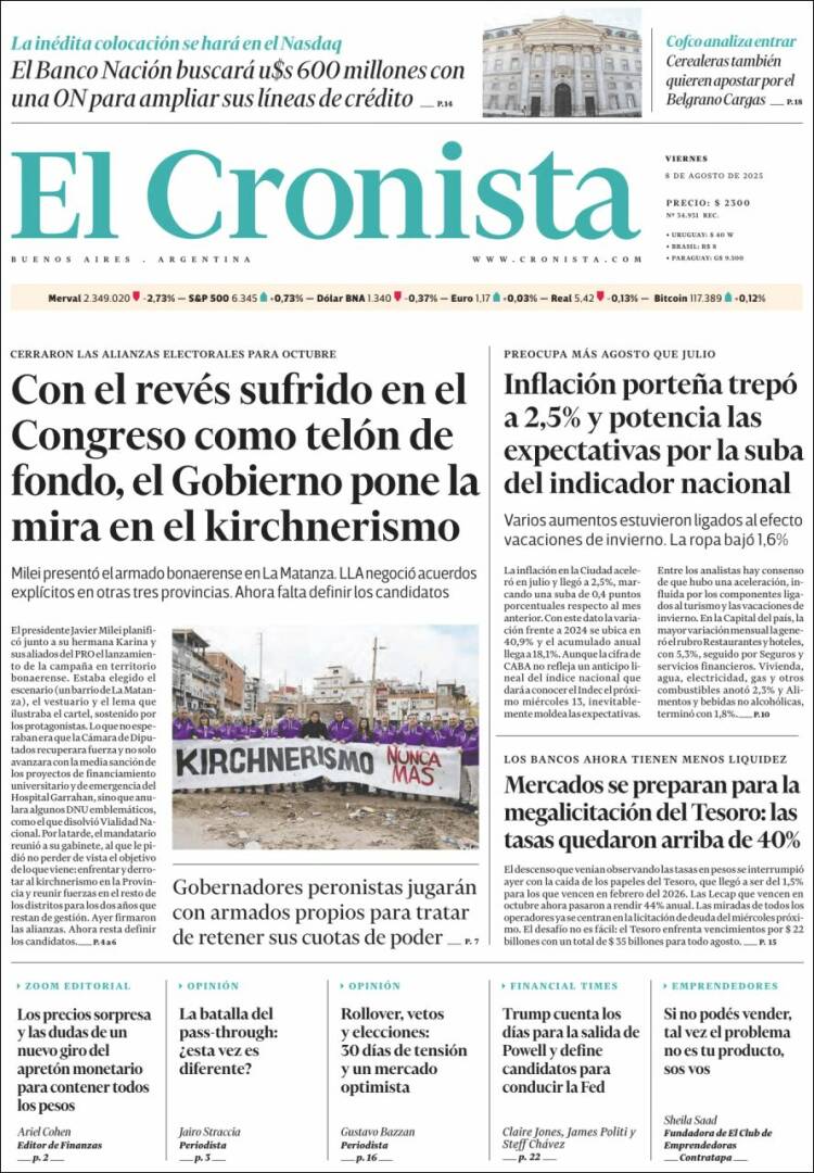 Portada de El Cronista Comercial (Argentina)
