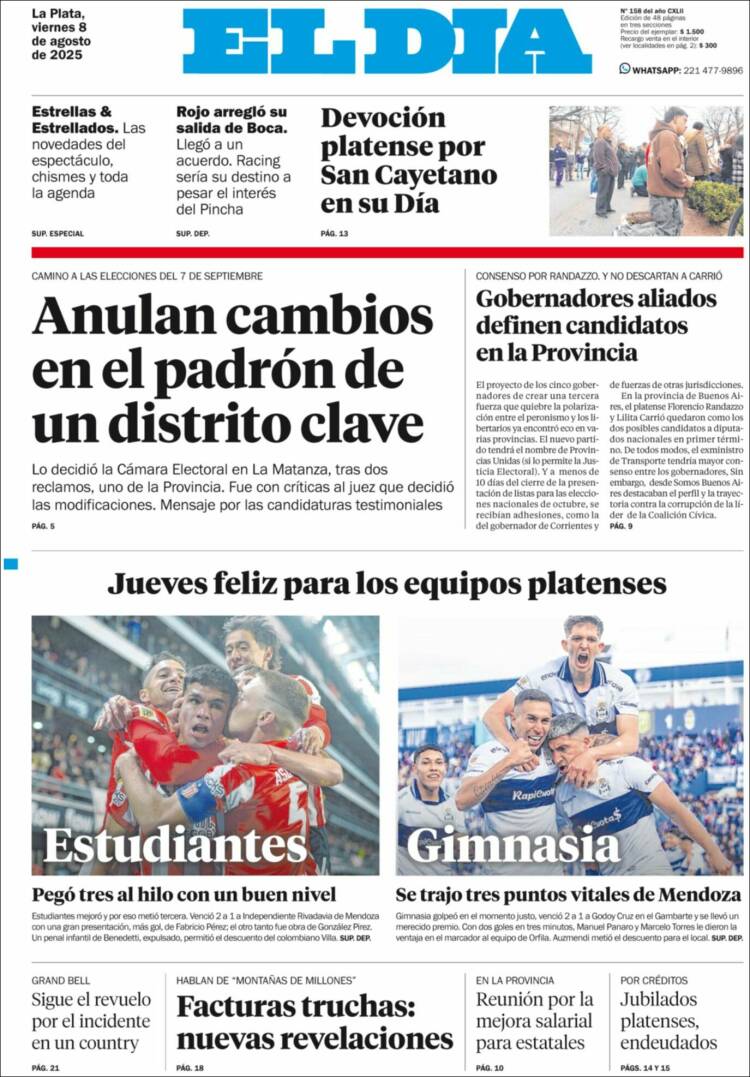 Portada de El Día de la Plata (Argentina)
