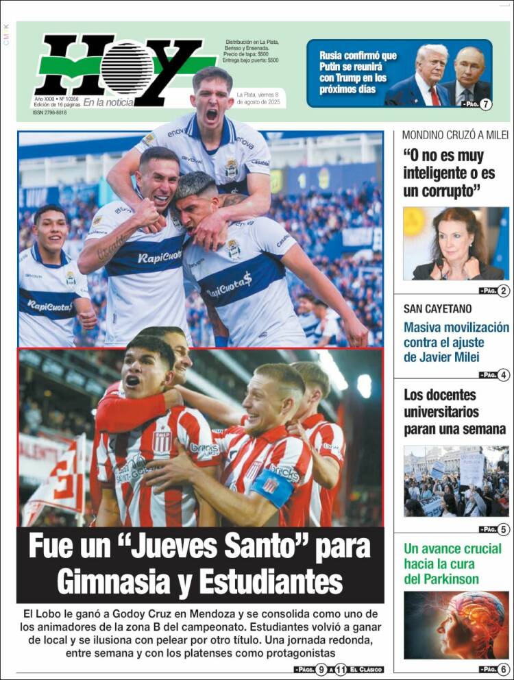 Portada de Diario Hoy (Argentina)