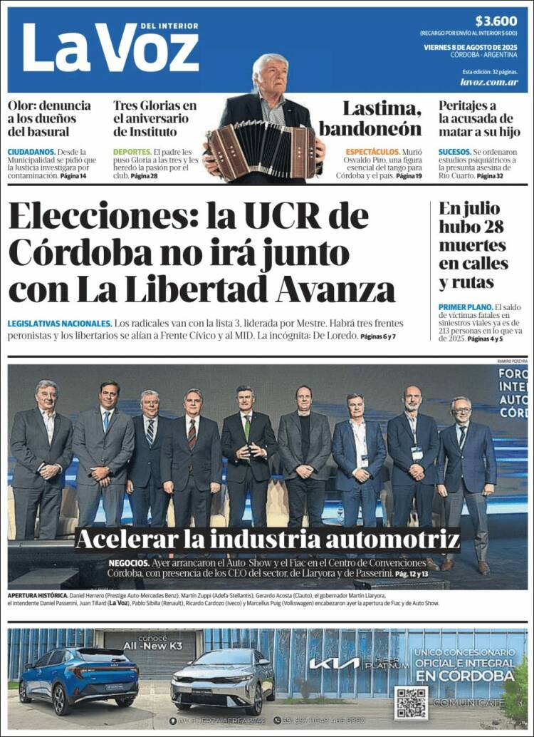 Portada de La Voz del Interior (Argentina)