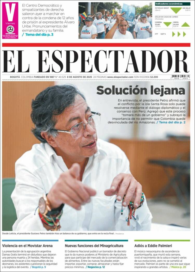 Portada de El Espectador (Colombia)