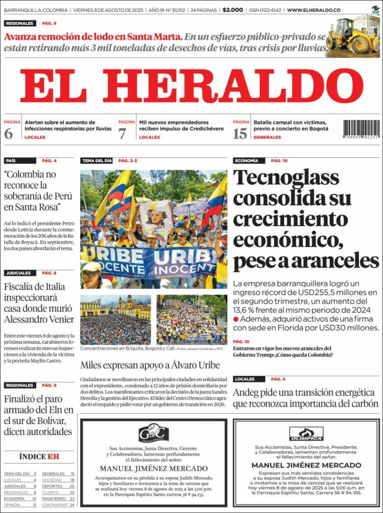 Portada de El Heraldo (Colombia)