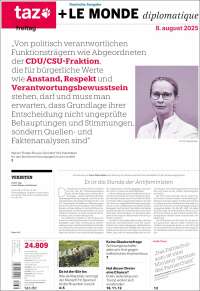 Portada de Die Tageszeitung (Germany)