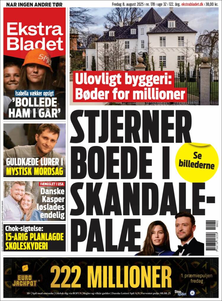 Portada de Ekstra Bladet (Dinamarca)