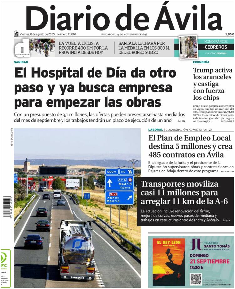 Portada de Diario de Ávila (Espagne)