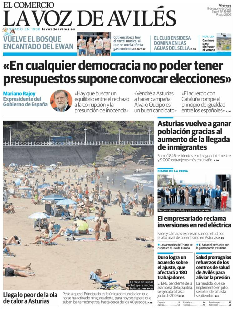 Portada de El Comercio - Avilés (Spain)