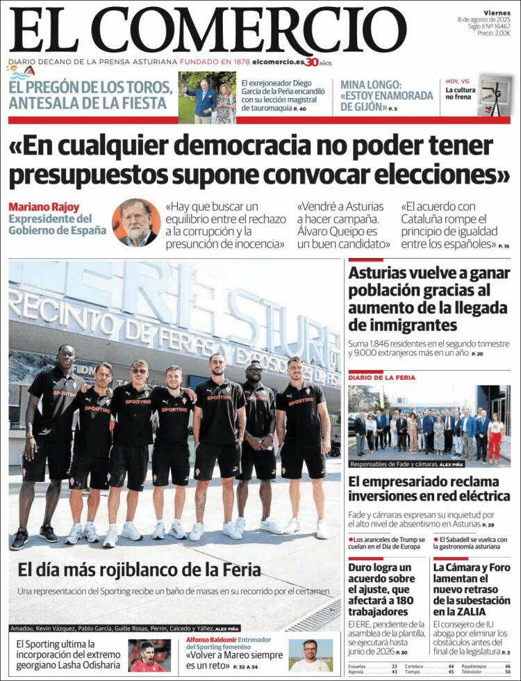 Portada de El Comercio - Gijón (España)