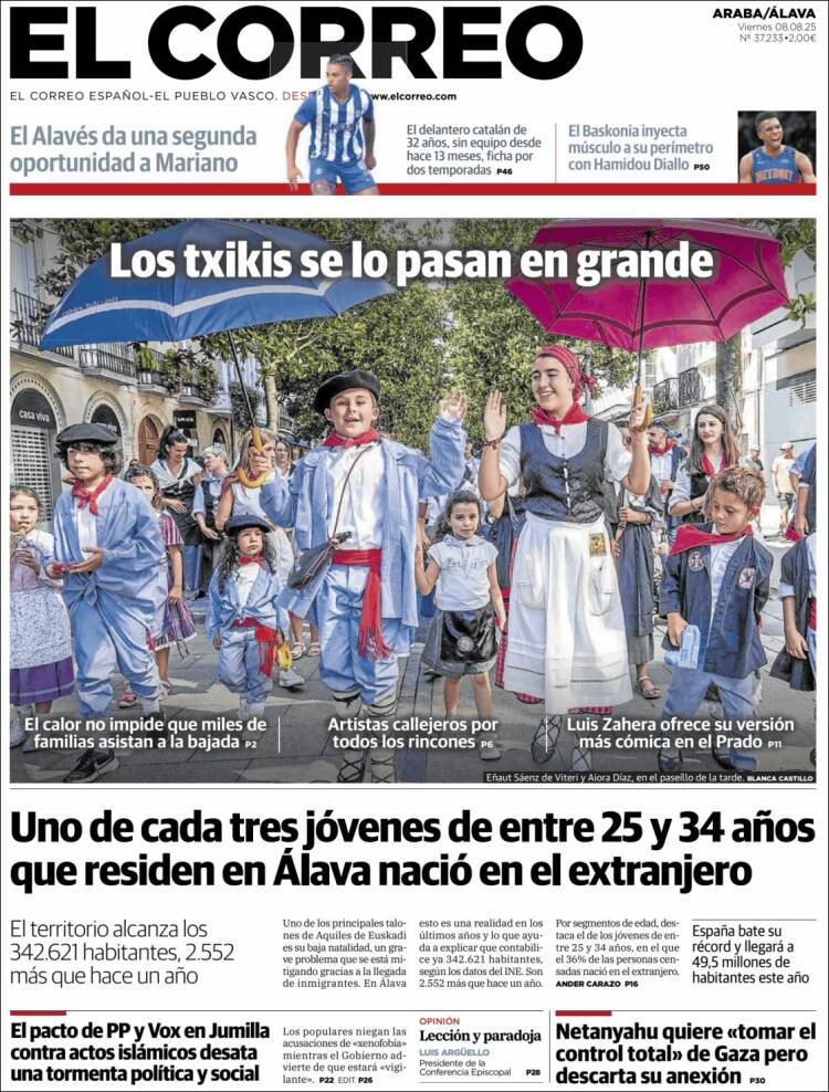 Portada de El Correo - Álava (Spain)