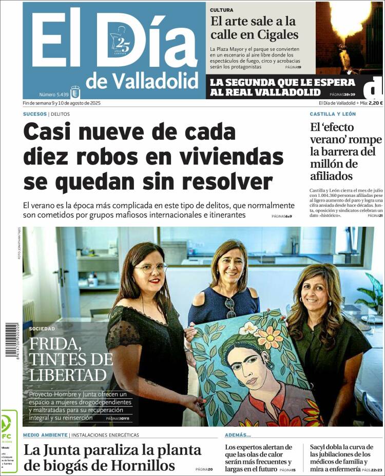 Portada de El Día de Valladolid (España)