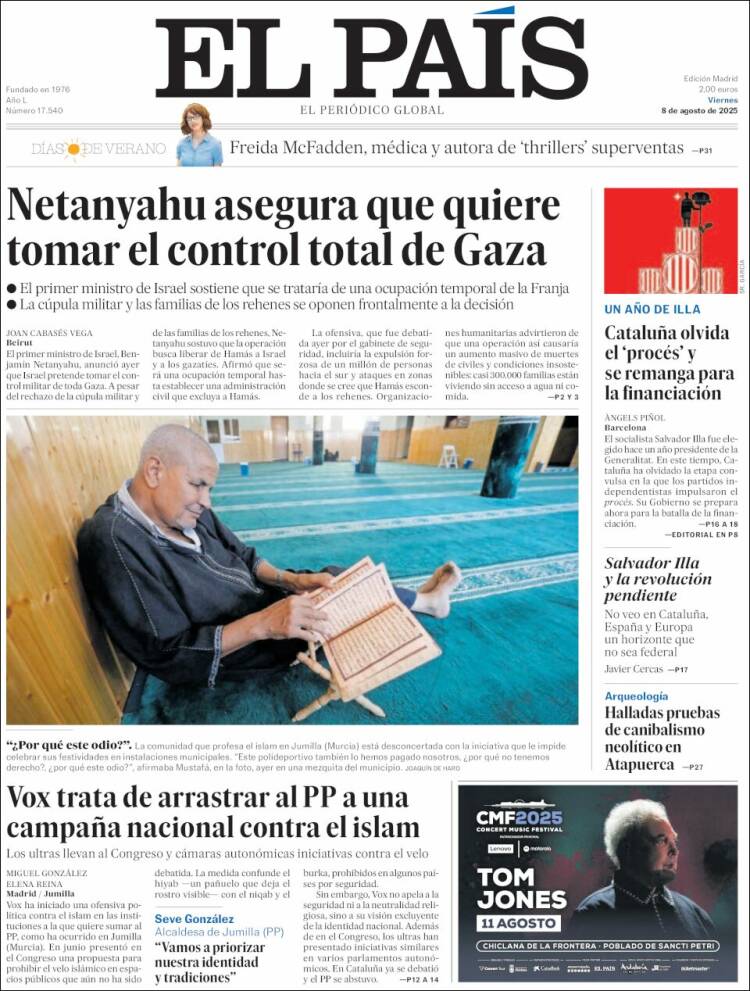 Portada de El País (Spain)
