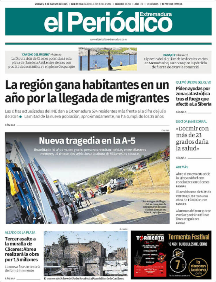 Portada de El Periódico de Extremadura (Spain)