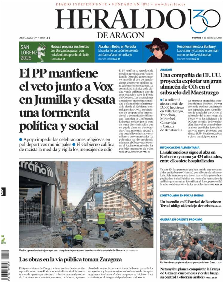 Portada de Heraldo de Aragón (Spain)