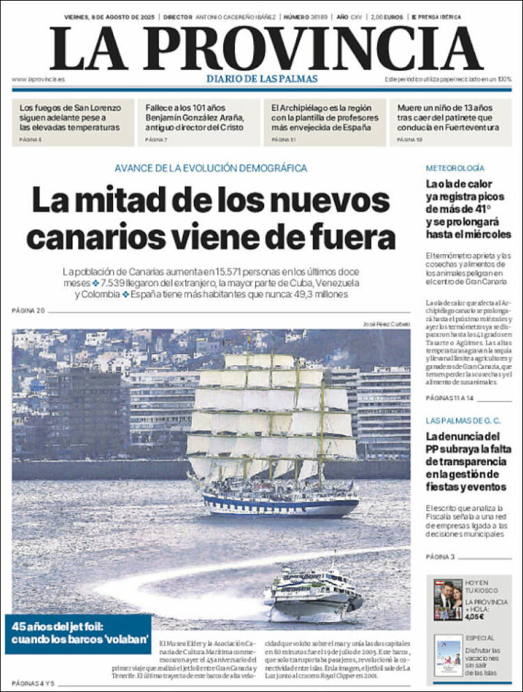 Portada de La Provincia (España)