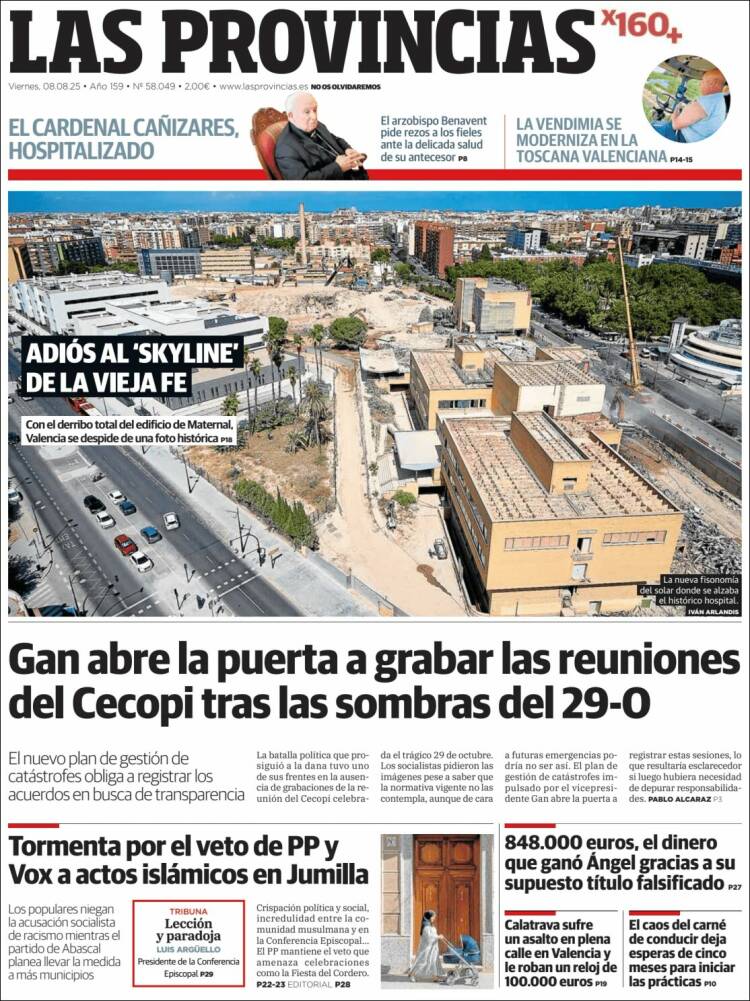 Portada de Las Provincias (Spain)