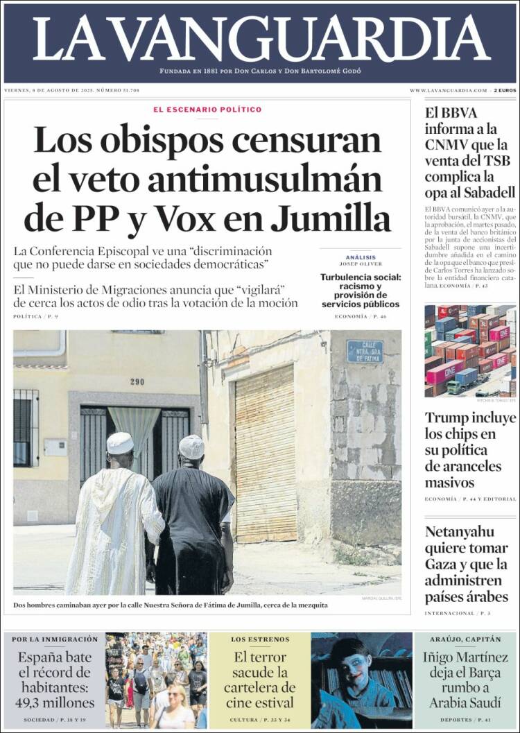 Portada de La Vanguardia (España)