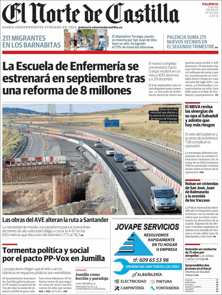 Portada de Norte de Castilla - Palencia (Spain)