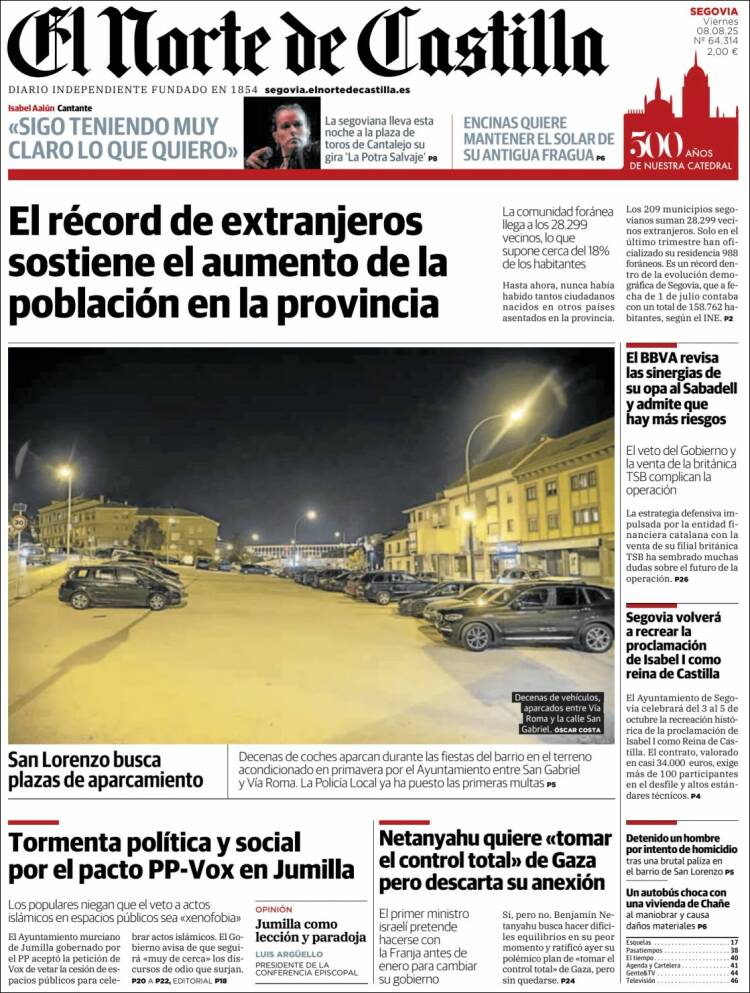 Portada de Norte de Castilla - Segovia (Spain)
