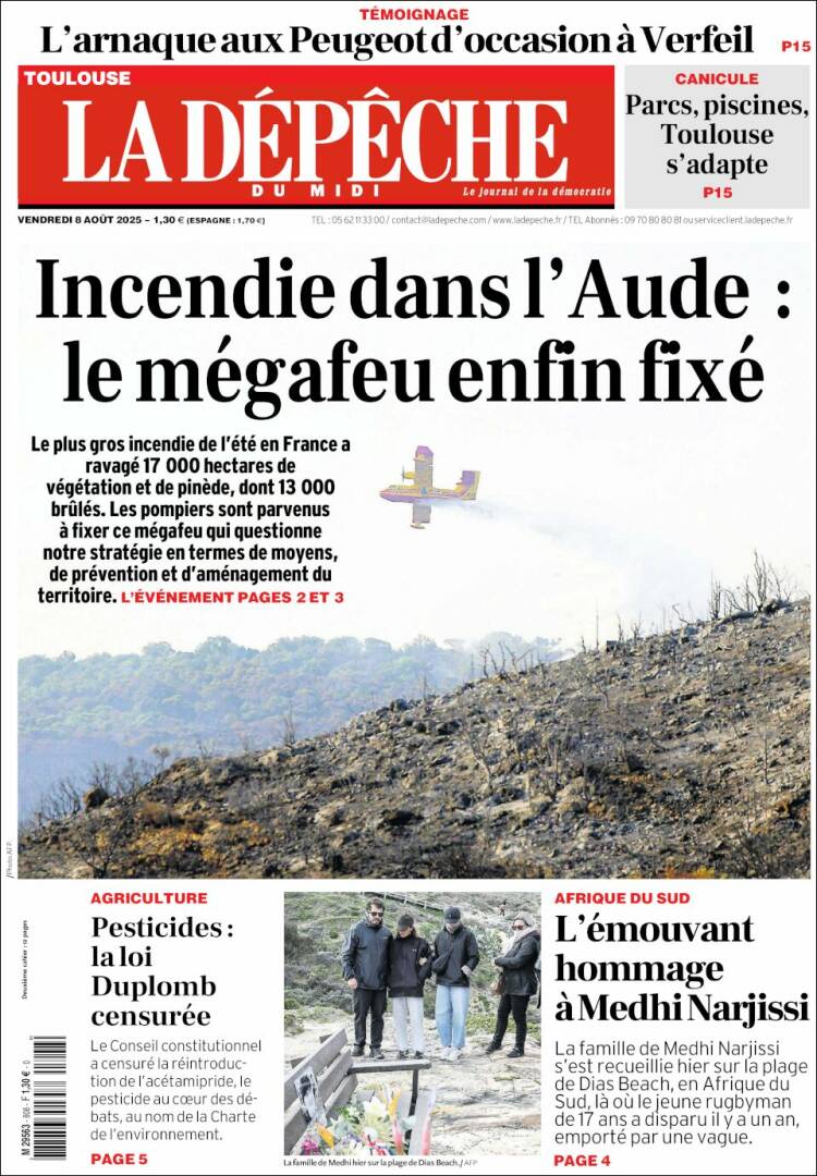 Portada de La Dépêche du Midi (France)