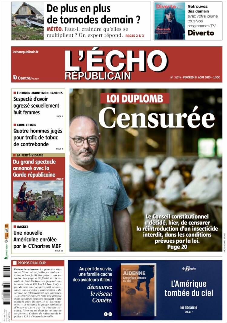 Portada de L'Echo Républicain (Francia)