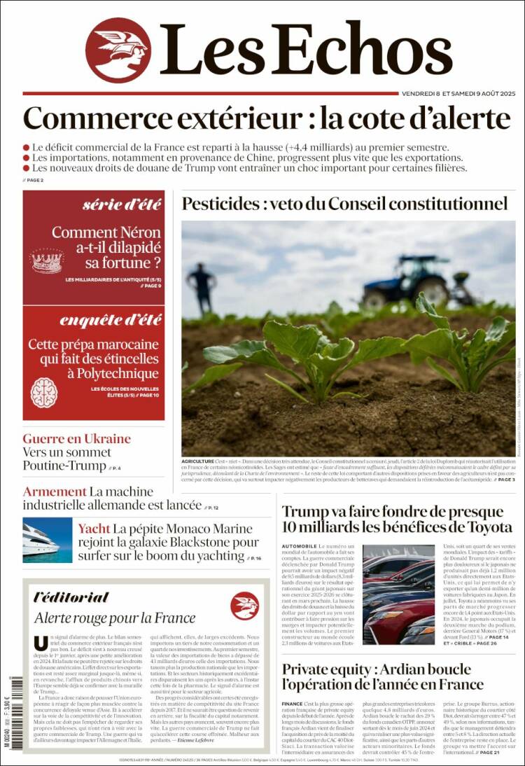 Portada de Les Echos (France)