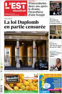 Portada de L'Est Republicain (France)