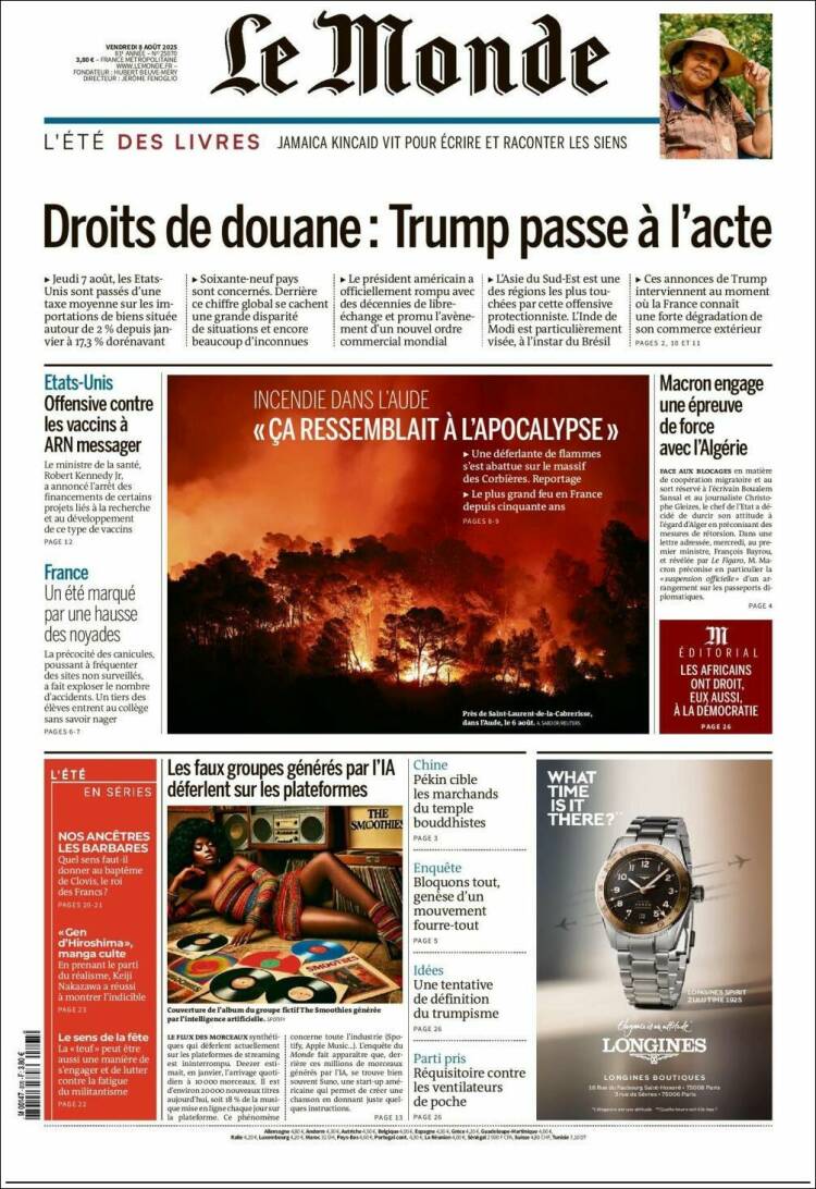 Portada de Le Monde (France)