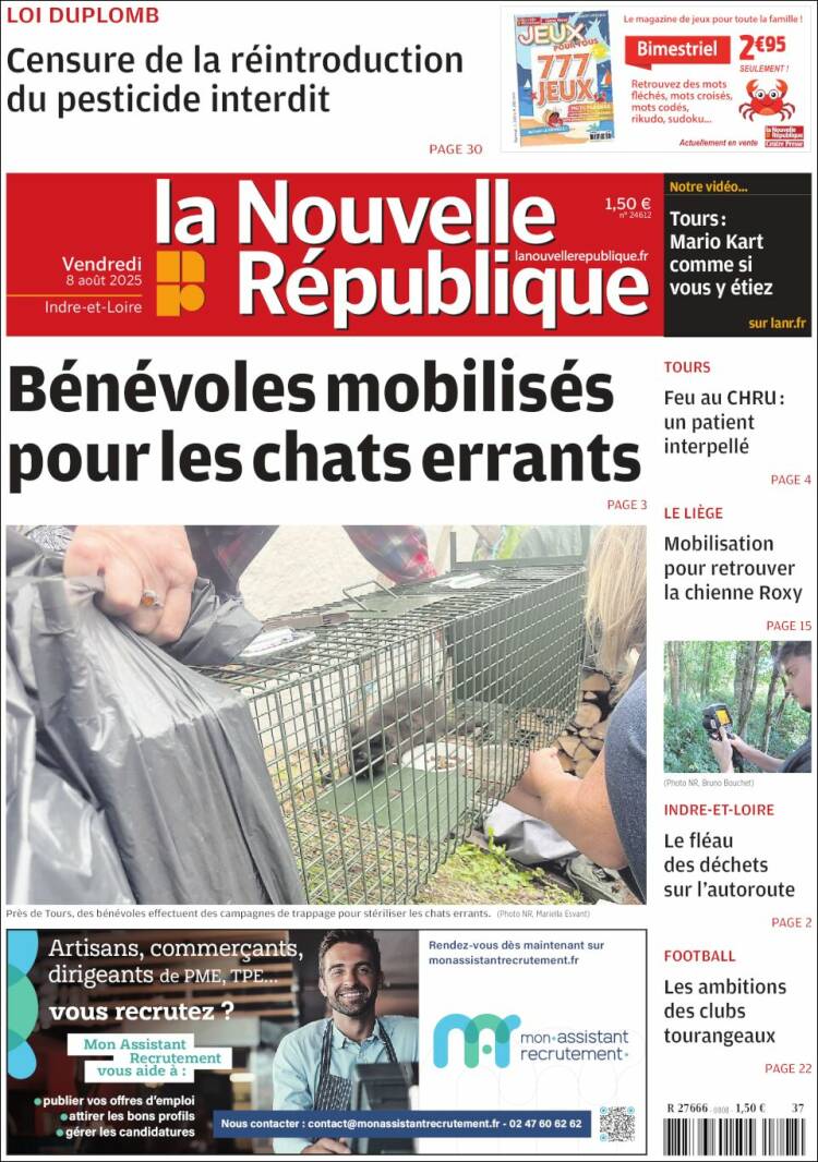 Portada de La Nouvelle Republique (France)