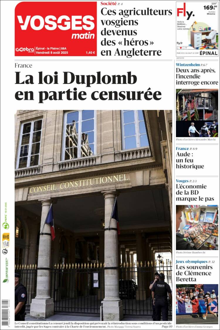 Portada de Vosges Matin (France)