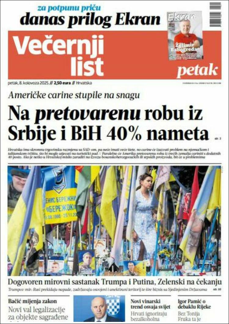 Portada de Večernji (Croatia)