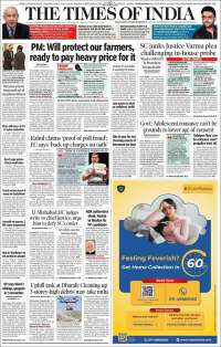 Portada de The Times of India (India)