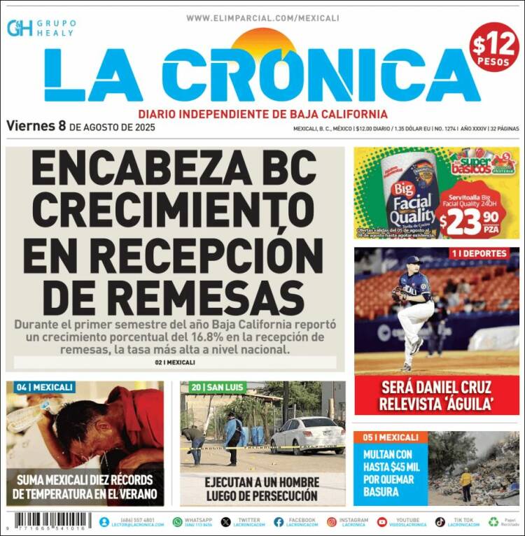 Portada de La Crónica de Baja California (México)
