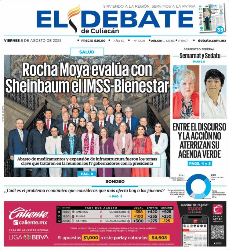 Portada de El Debate de Culiacán (México)