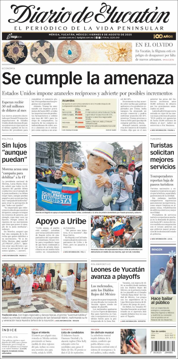 Portada de Diario de Yucatán (Mexico)