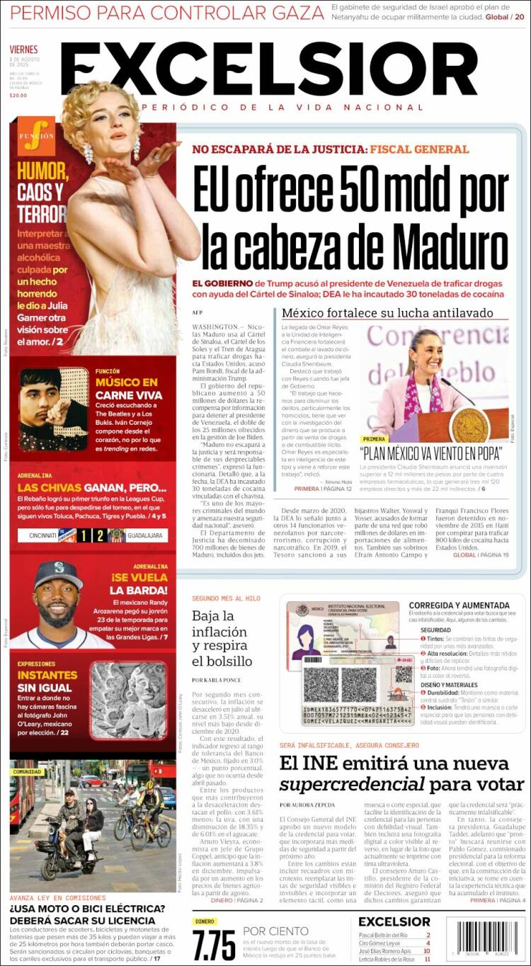 Portada de Excelsior (México)