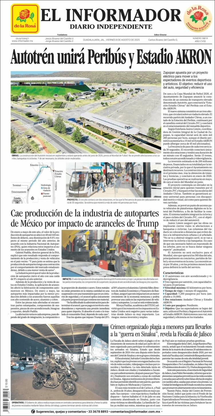 Portada de El Informador (México)