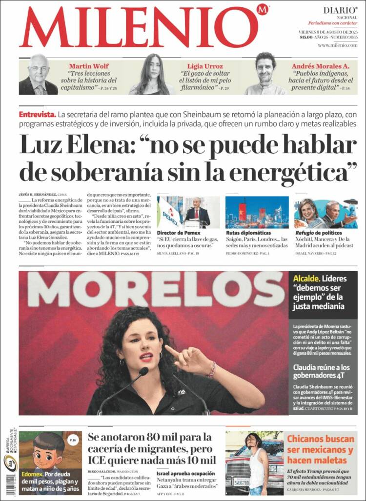 Portada de Milenio (Mexique)