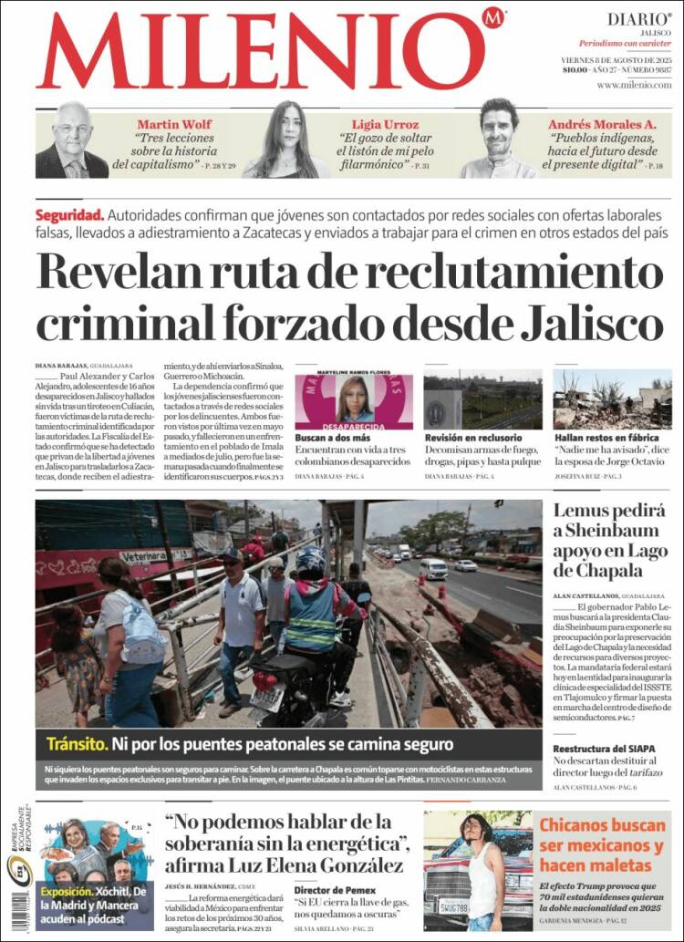 Portada de Milenio - Jalisco (México)