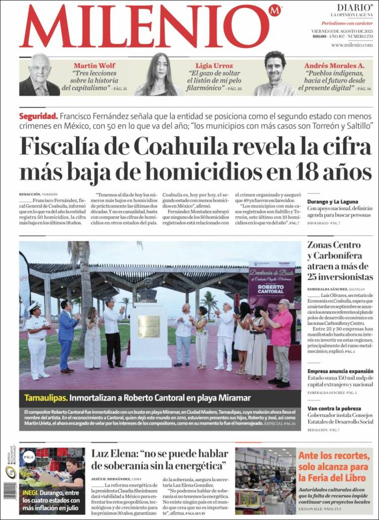 Portada de Milenio - Laguna (Mexico)