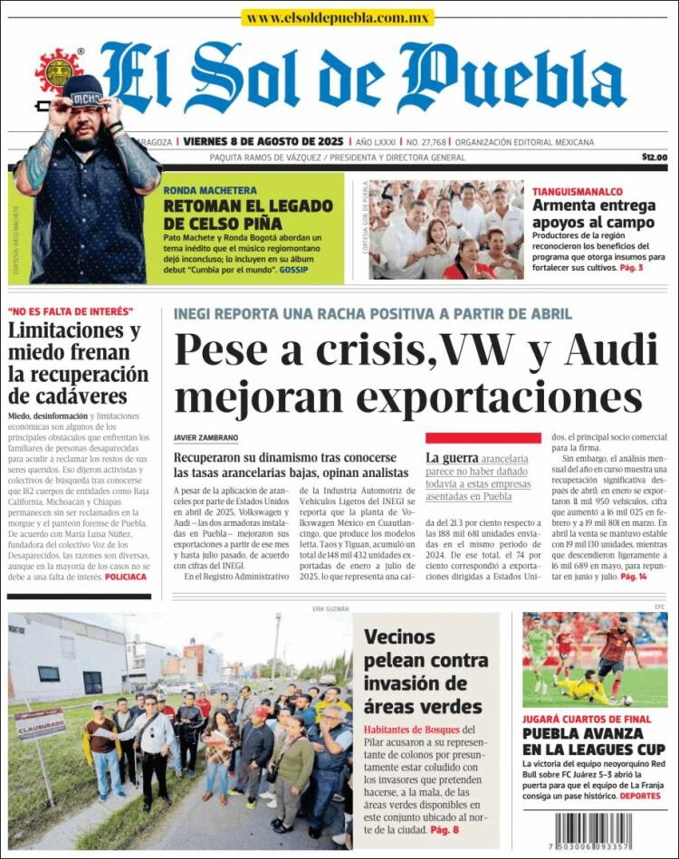 Portada de El Sol de Puebla (Mexique)